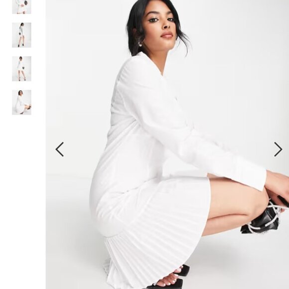 ASOS DESIGN cotton button through pleated mini shirt dress - Picture 3 of 10
